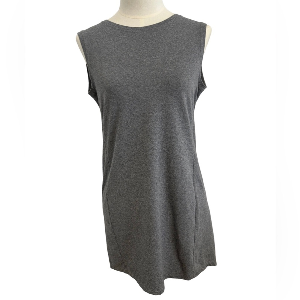 Eileen Fisher gray organic cotton / spandex tank‎ short dress size PS/PP Petite.